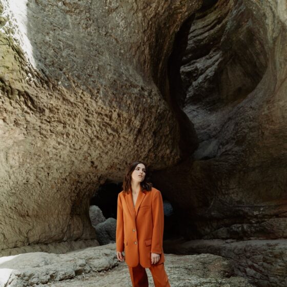 Full Shot of Woman in an Orange Suit